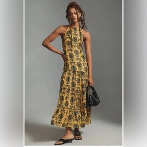 FARM Rio x Anthropologie Satin Halter Dress